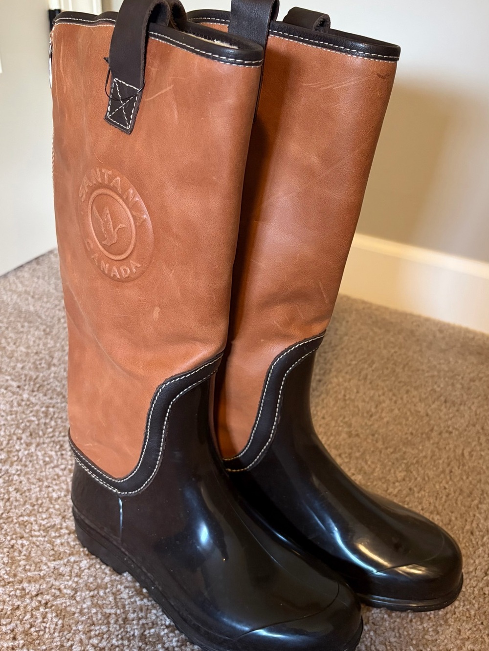 Santana Canada Two-Tone Brown and Black Women's Rain Boots